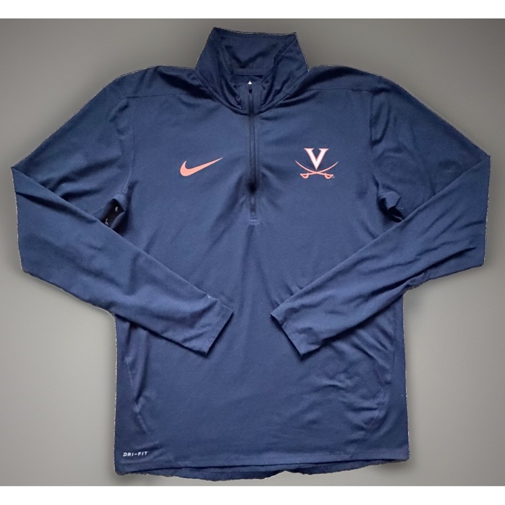 Virginia Cavaliers Nike Dri-Fit 1/4 Quarter Zip Shirt Blue Logo NCAA Medium JBHS